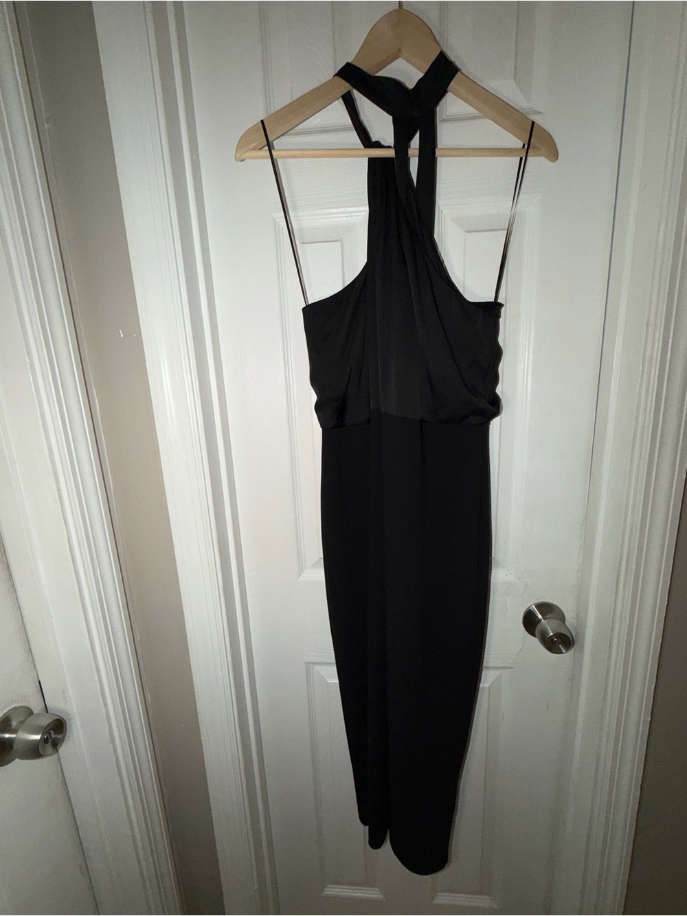 Express Black One-Shoulder Halter Evening Dress